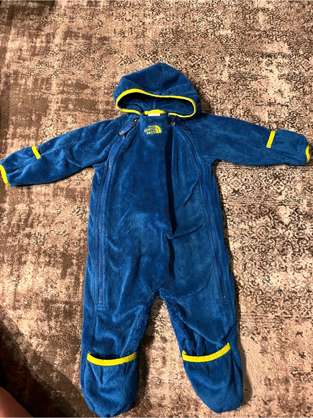 The North Face Toddler Blue Fleece One-Piece Bunting with Hood